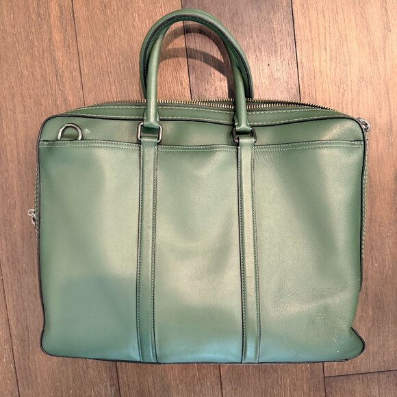 Coach Leather Briefcase- Green - Comes with Strap